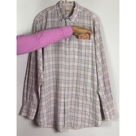 Peter Millar Pink & Blue Plaid Button-Down Cotton Dress Shirt, Men's XL - Picture 2 of 8